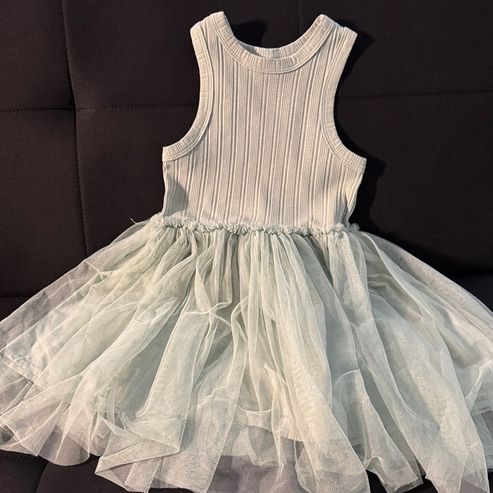 Elegant Cream and Green Kids Dress